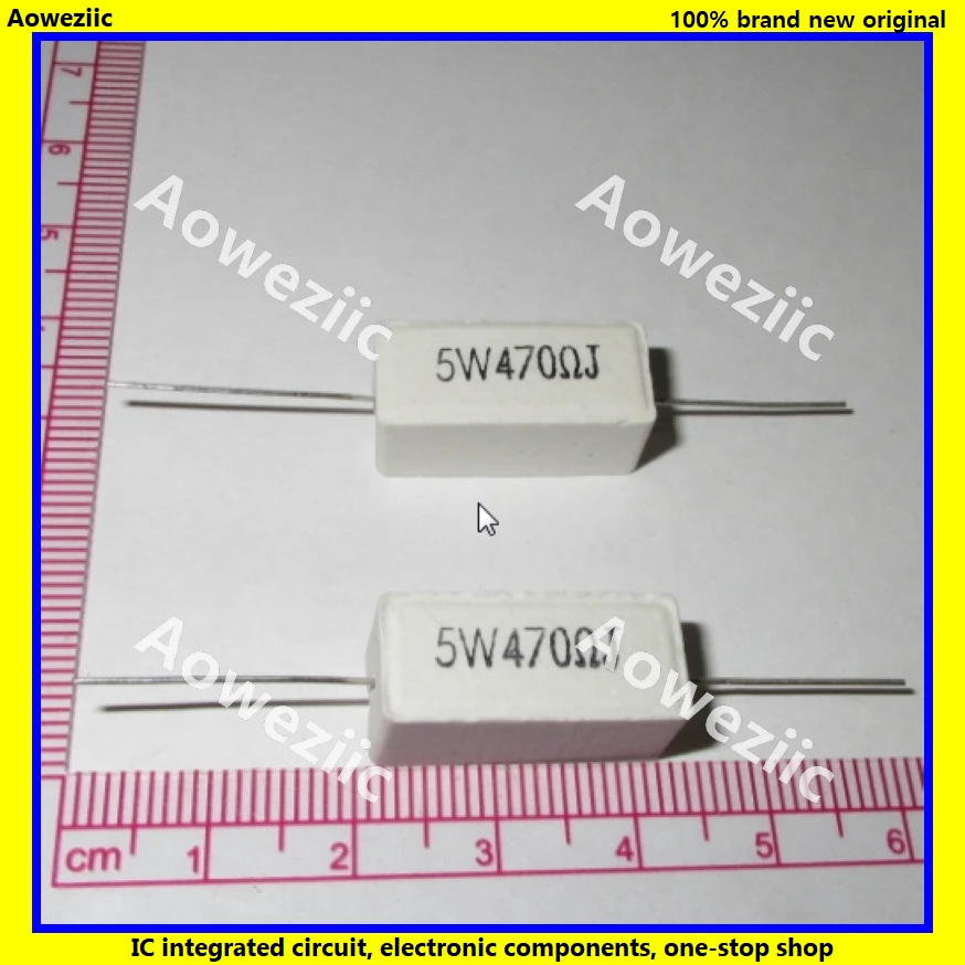 10Pcs RX27 Horizontal cement resistance 5W 470ohm 470R 470RJ 5W470RJ 5W 470RJ Ceramic Resistance precision 5% Power resistance
