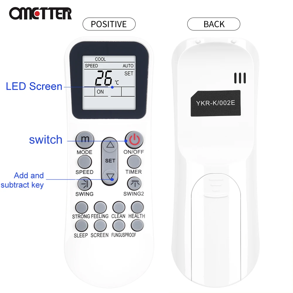 Nova Adequado para שלט למזגן אלקטרה para AUX Ar Condicionado Controle Remoto YKR-K/002E 204E