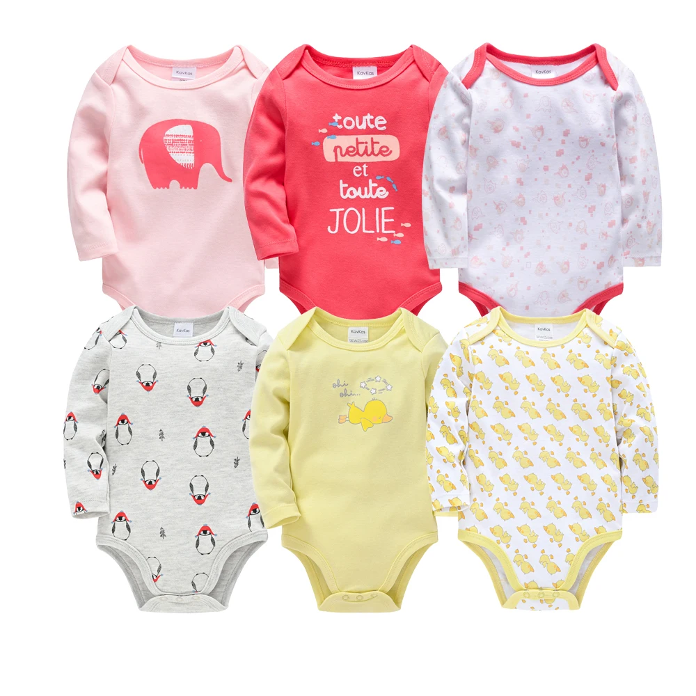 

3 6 Pcs/set Baby Girl Rompers Long Sleeve Cute Print Cotton Soft Newborn Clothes Infant 3m Jumpsuit Toddlers Clothing