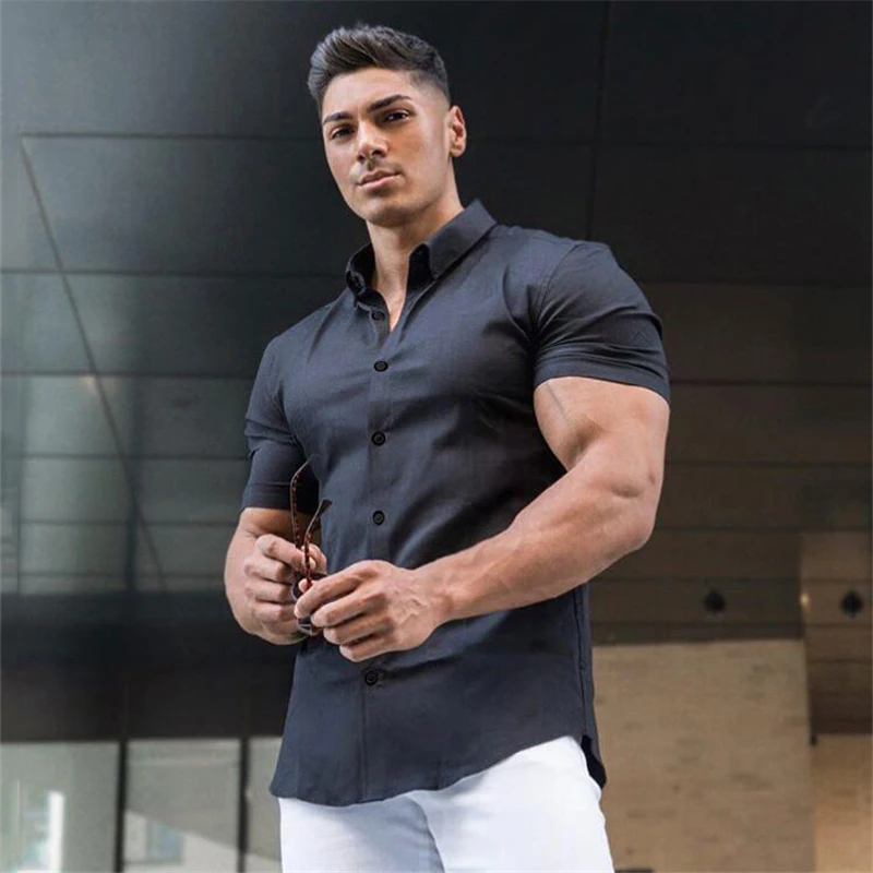 green emerald velvet dress Men Muscle Fitness Long Sleeve Business Shirt Casual Muscle Fit Dress Shirts  Athletic Button Up Solid Shirts (Black,Medium)