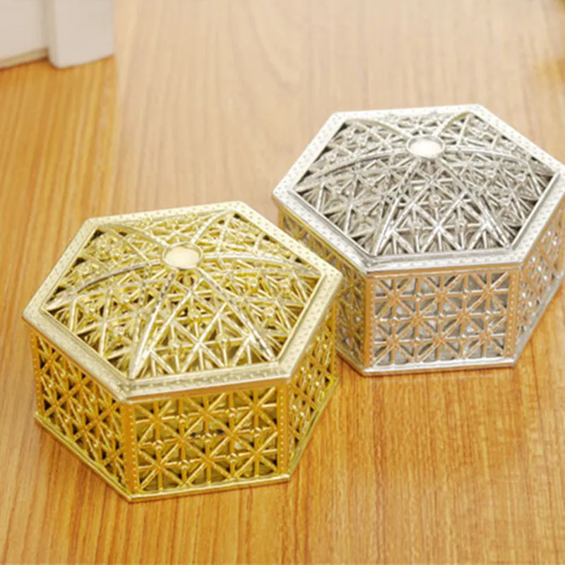 Hollow Hexagon Jewellery Storage Box Earring Ring Necklace Storage Organizer Wedding Candy  Plastic Gift Case Display Holder