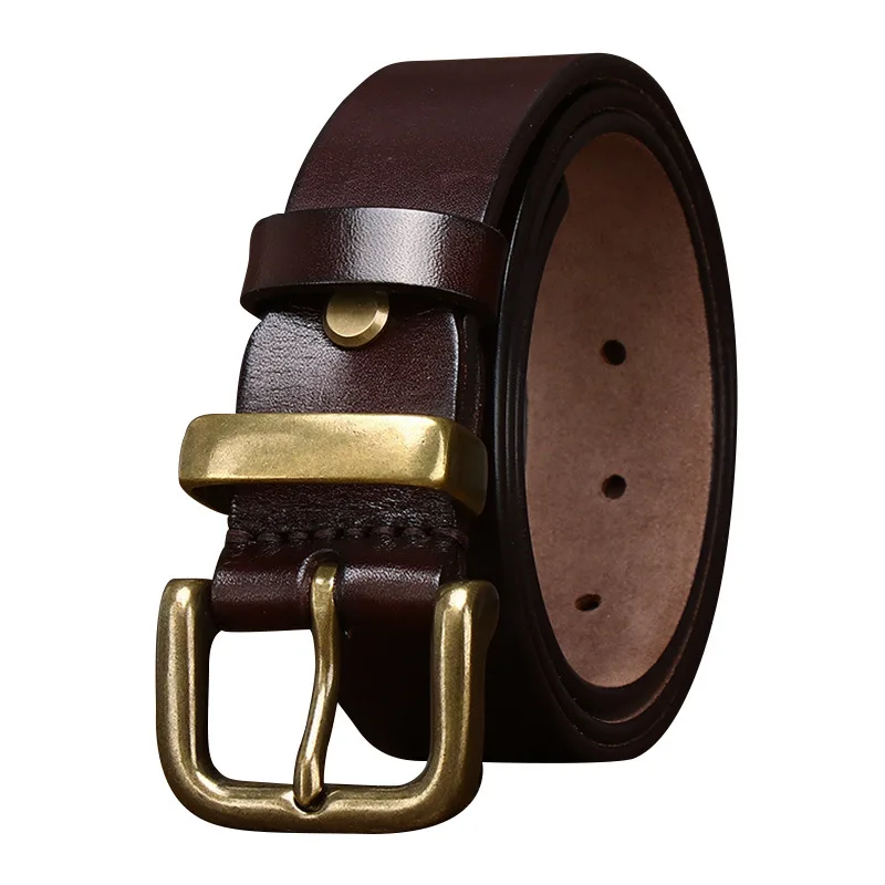 Retro Men's Belt 3.8CM Wide New Simple Glossy Belt Men's Leather Pin Buckle High-quality Belt All-match Casual Pants Belt Luxury