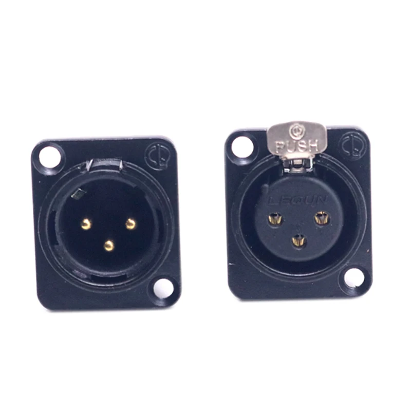HiFi 4pcs  Black XLR 3pin Female Jack Panel Mount Chassis PCB Socket Connector for microphone connector