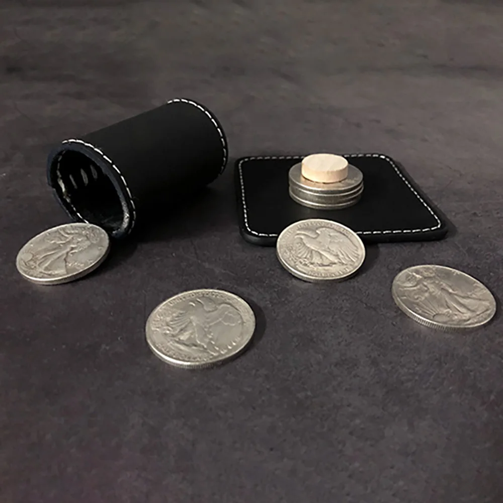 Cylinder and Coins by Oliver Magic Tricks Walking Liberty Half Dollar Magia Magician Close Up Illusions Gimmick Props Mentalism