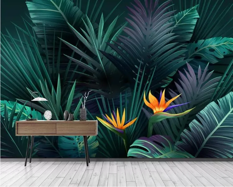 HD Abstract Plant Rainforest Banana Leaves Leaf Photo Mural Wallpaper for Living Room Wall Decor Paper Wall 3D Forest Wallpaper