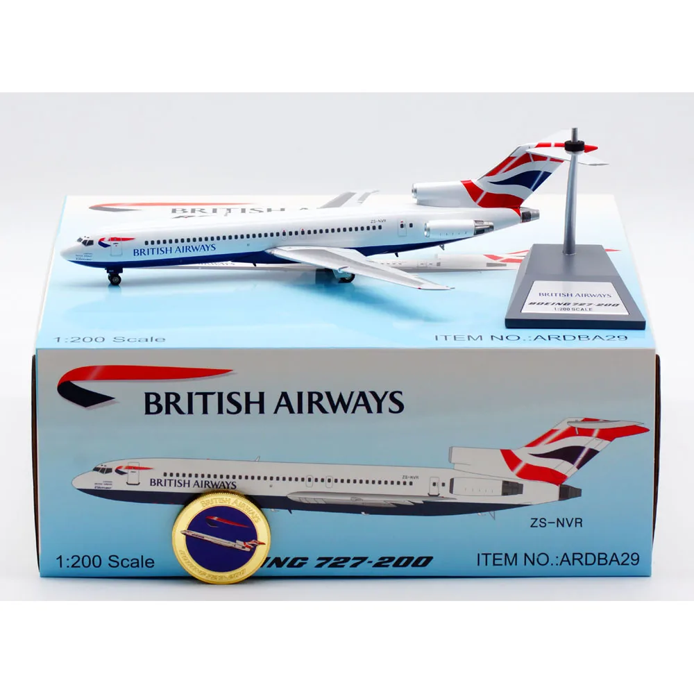 1:200 Alloy Collectible Plane Gift ARDBA29 British Airways Boeing B727-200 Diecast Aircraft Jet Model ZS-NVR With Stand