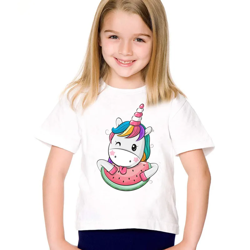 

Summer Kids T-shirt Cute Rainbow Unicorn Print Girls T shirt Short Sleeve Cartoon Funny Baby Boys Clothes Children Tops,HKP5459