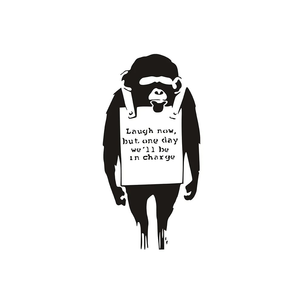 

Fascinating art stickers Banks monkey laugh, exclusive living room wall stickers