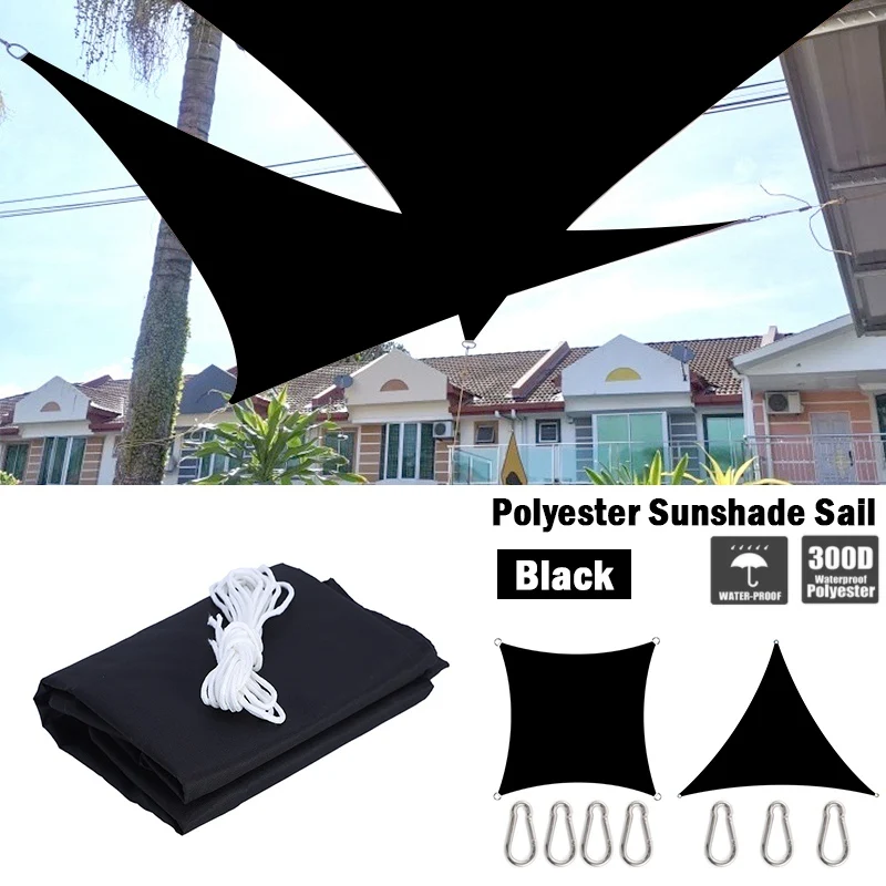 

Black 300D Polyester Sun Shade Sail Waterproof Square Rectangle Awning Outdoor Beach Camping Sun Shelter Garden Terrace Canopy