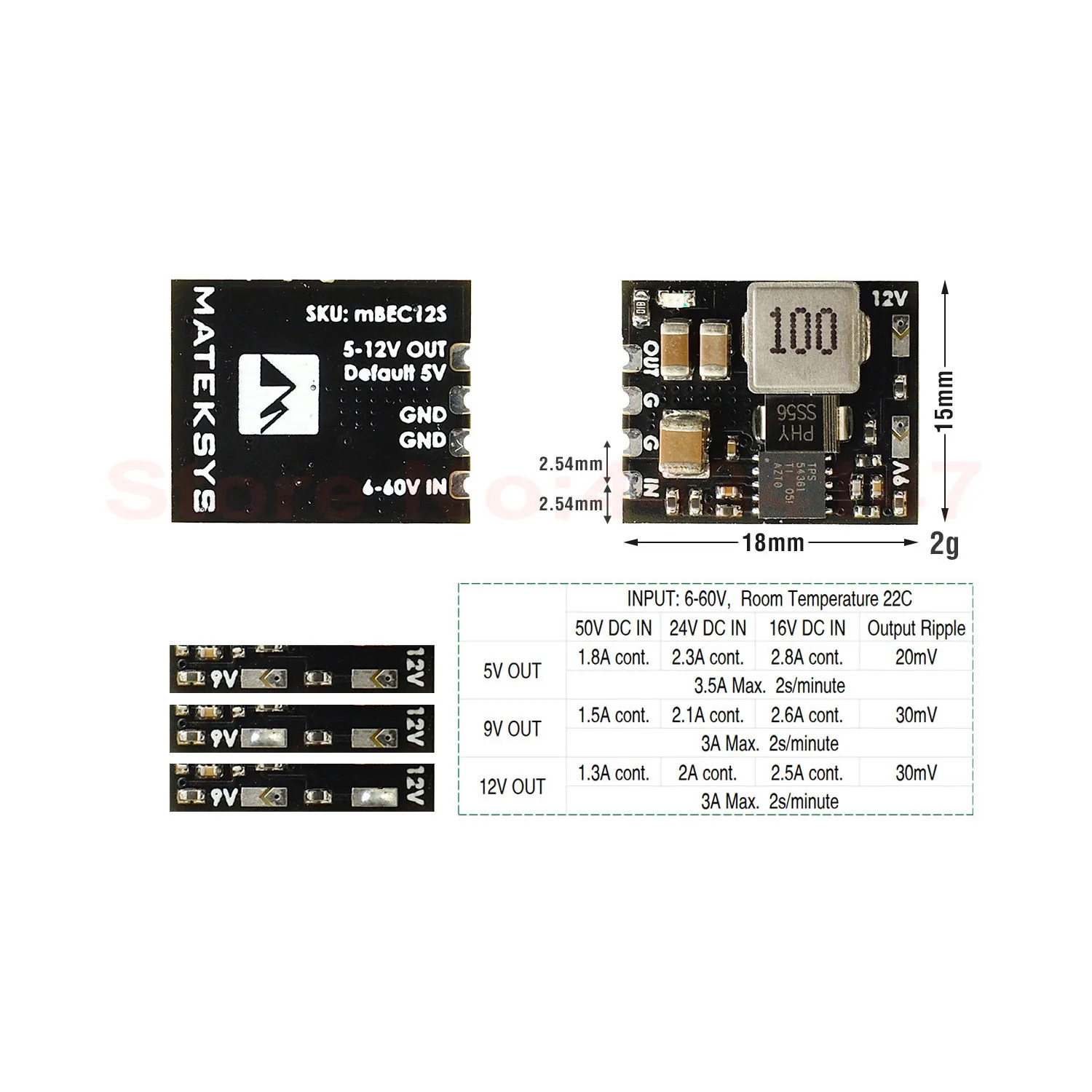 MATEK MICRO BEC 7-21V / 6-60V TO 5V/9V/12V-ADJ  Adjustable Voltage Dual BEC Board Step-down module for RC Model FPV