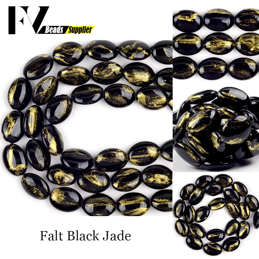 Natural Flat Oval Golden Silk Jades Stone Beads Loose Smooth Beads For Jewelry Making Diy Necklace Bracelet Accessory 13x18mm