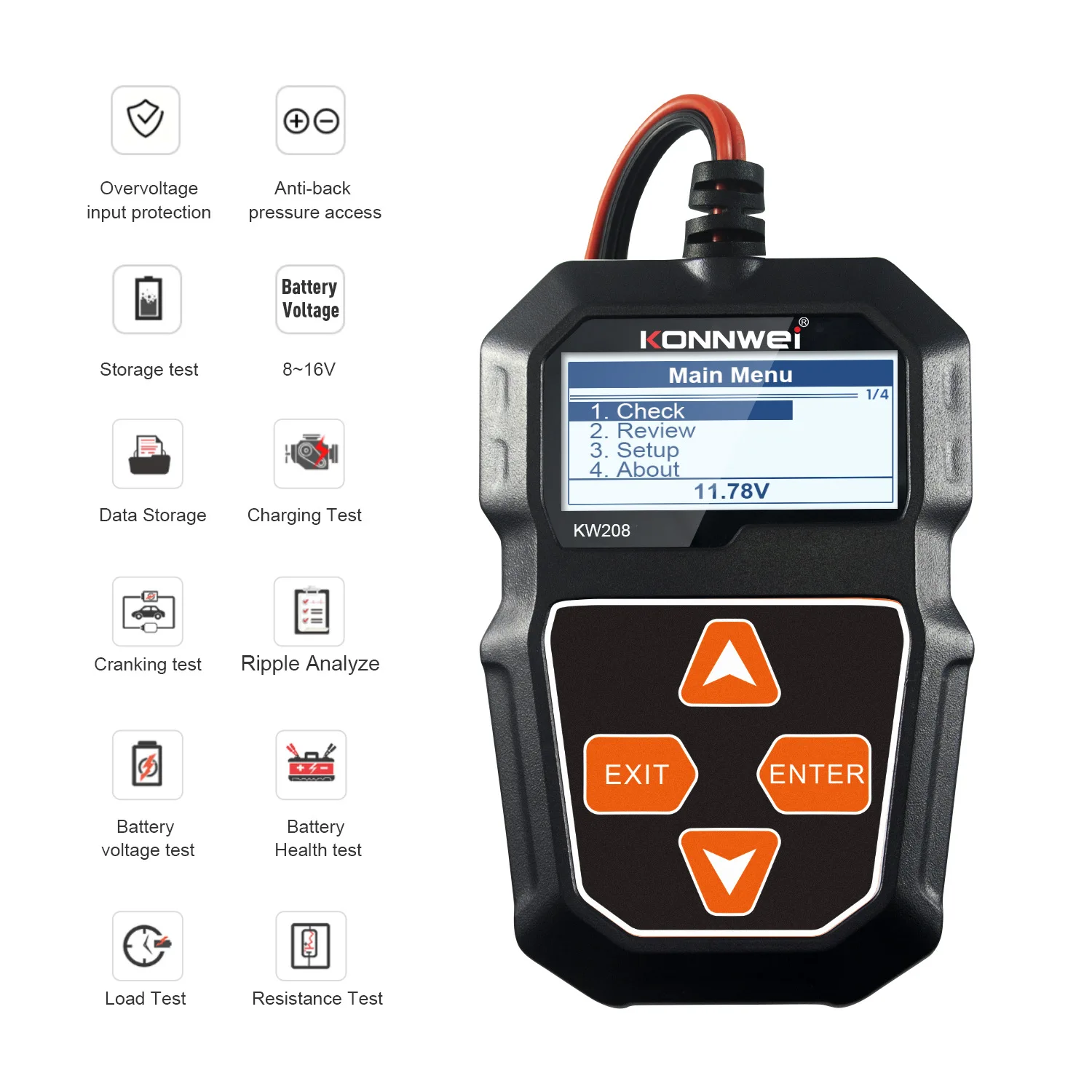 New product KONNWEI KW208 car battery battery resistance tester