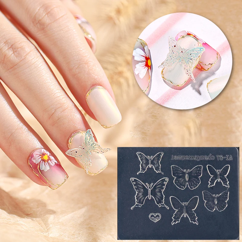 3D Silicone Nail Accessories Carving Mold Butterfly Cute Rabbit Mould Stamping Plate Nails Stencils DIY UV Gel Manicure Tools