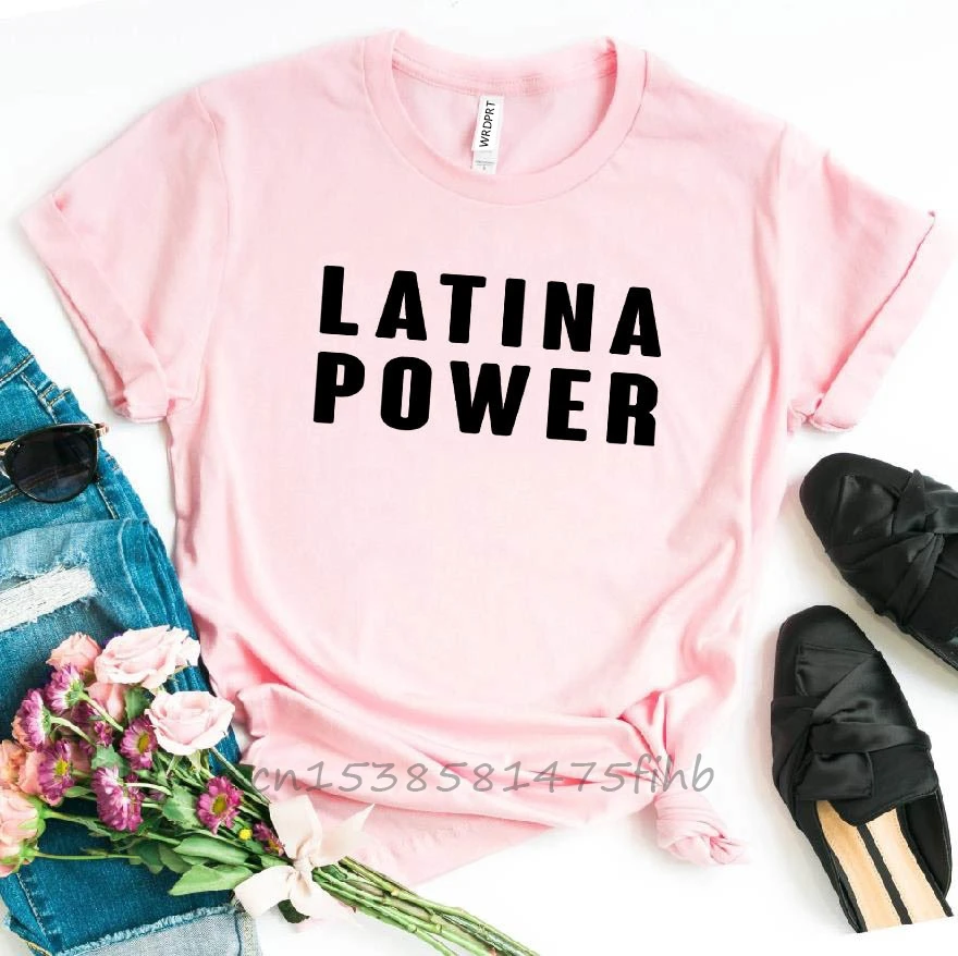 LATINA POWER Print Women Tshirt No Fade Premium T Shirt Gift For Lady Girl Woman T-Shirts Graphic Top Tee Customize