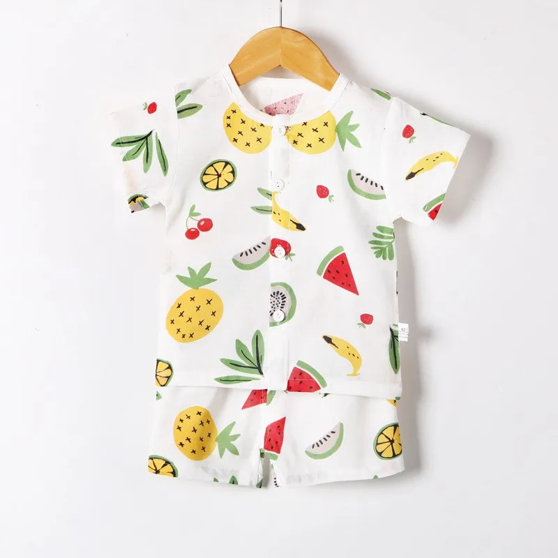 Baby Summer pants clothing Pure cotton vest sets Children clothes set toddler Short sleeve petals suit Thin section T-shirt