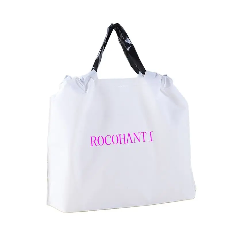 100X Custom LOGO Printed Eva Eco Friendly Frosted Plastic Drawstring Bag Gift Shopping Bag with Handle