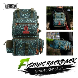 Kingdom Fishing Backpack 1000D Waterproof Nylon 43x24x53cm Large Capacity Multifunctional Detachable Storage for Winter Fishing