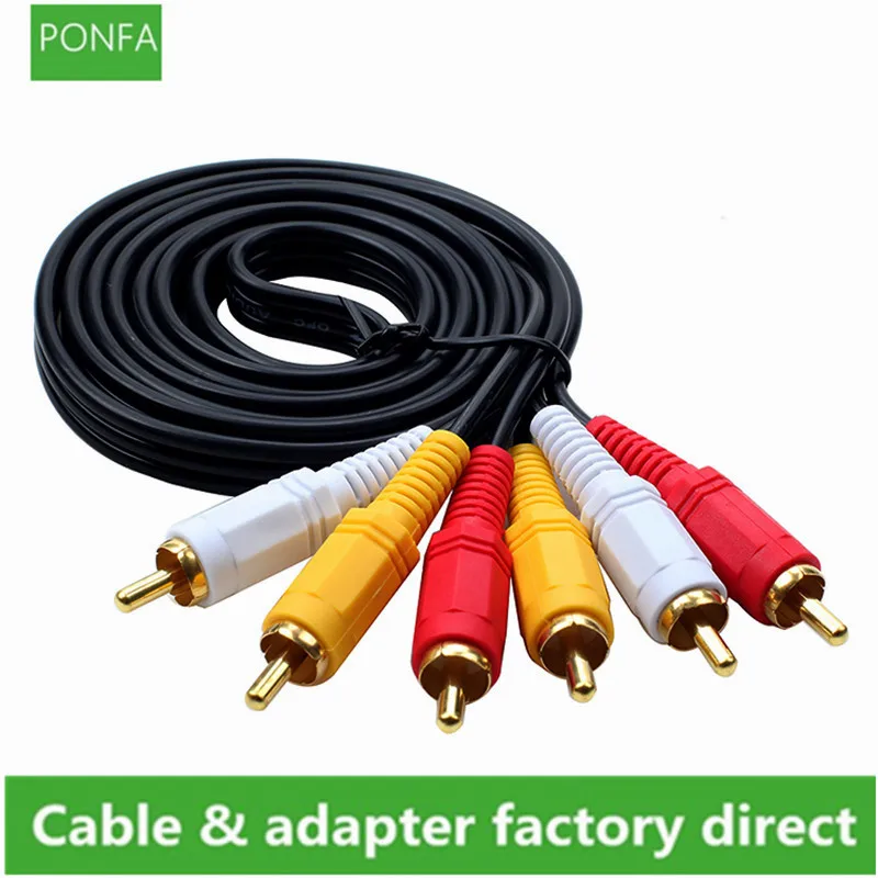 3RCA Male to 3 RCA Male Composite Audio Video AV Cable Plug 3X RCA Retail & Wholesale 1.5m/3m/5m/10m/15m/20m