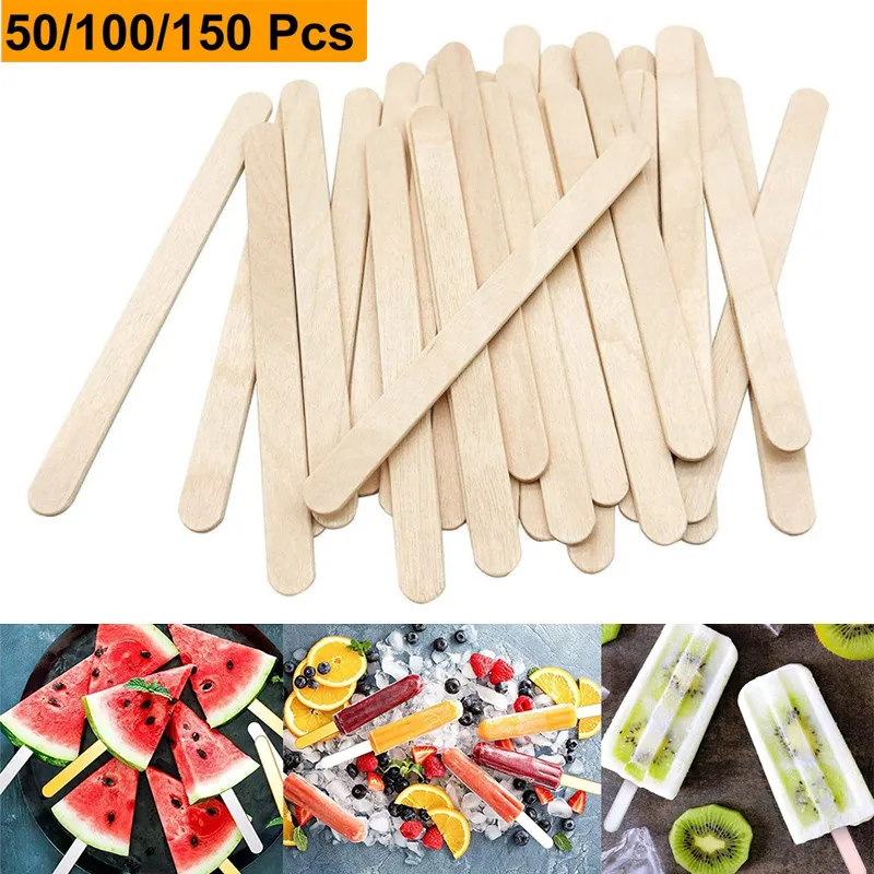 

50/100/150Pcs/Set Popsicle Sticks Natural Wooden Pop Popsicle Sticks Length Wood Craft Ice Cream Sticks Popsicl Accesorios