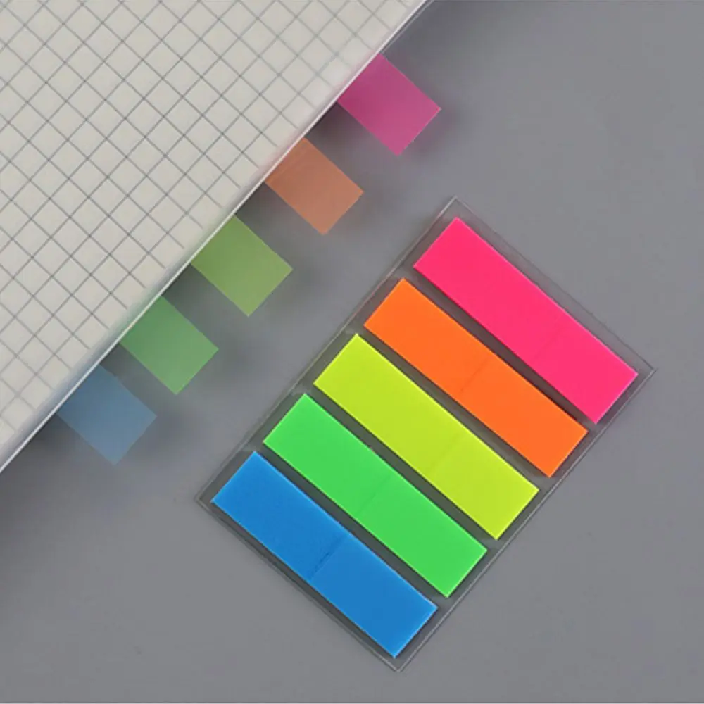 Color Fluorescence Sticky Notes Set Memo Pad Bookmarks Banners Transparent Sticky Notes School Office Stationery