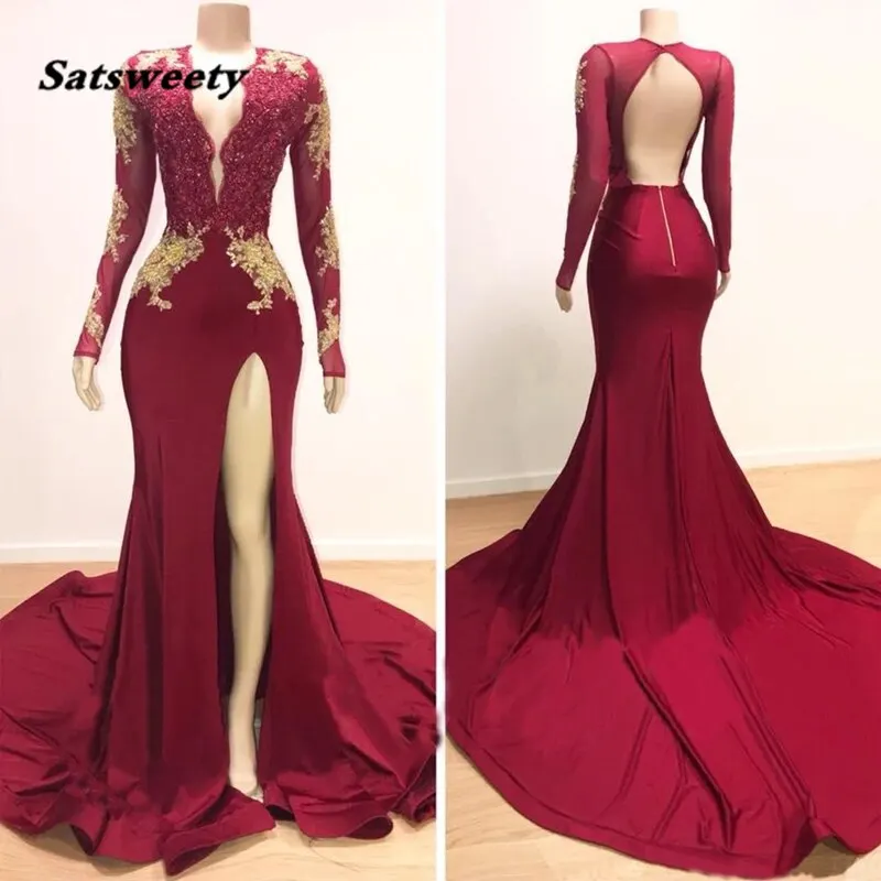 Robe de soirée sirène à manches longues pour femmes, tenue de bal, de fête, d'anniversaire, de noël, grande taille