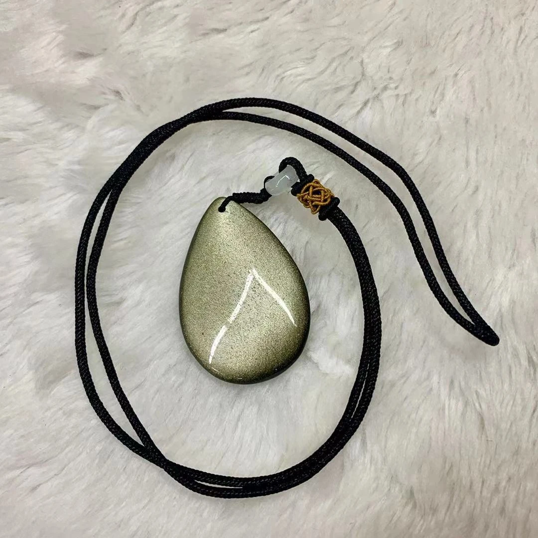 Golden Obsidian Necklace Pendant Natural Gemstone Jewelry Pendant For Woman For Man For Gift Wholesale !