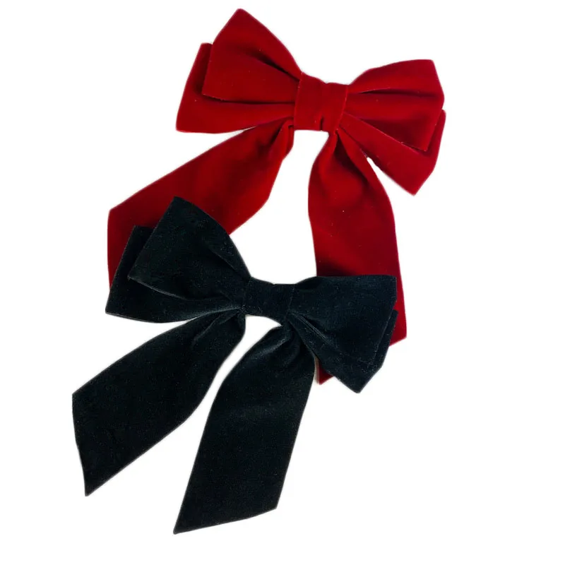 Vintage czerwona Big aksamitna kokarda do wlosow spinka do wlosow dla kobiet dziewczyna czerwona hair bow wsowki do wlosow czarna large kokardy Barrette koreańska bluzka szpilka do włosów Accessorie — zdjęcie 2