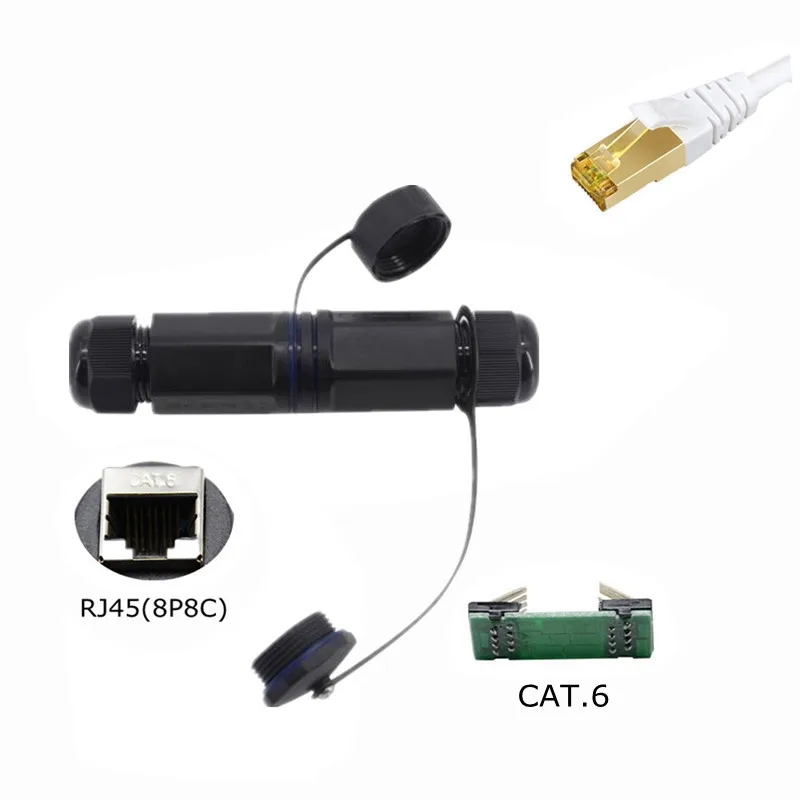 Metal Shielding CAT5E CAT6 Outdoor RJ45 Panel Mount LAN Connector Ethernet Network Cable Extension Adapter waterproof 8P8C 1u