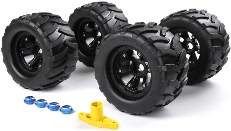 Widened and thickened wheel assembly with CNC fastening nuts for TRAXXAS X-MAXX 220*120MM