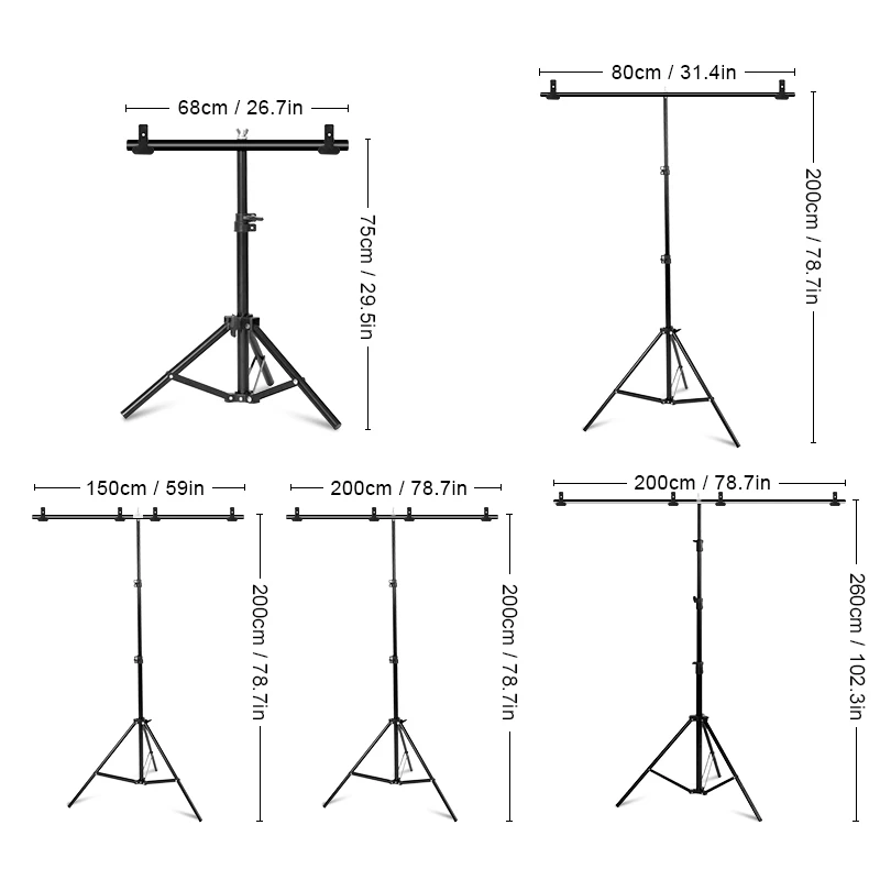 Photography T-Shape Background Frame Photo Backdrop Stands Support System Stands With Bag Clamps For Photo Studio Multiple Sizes