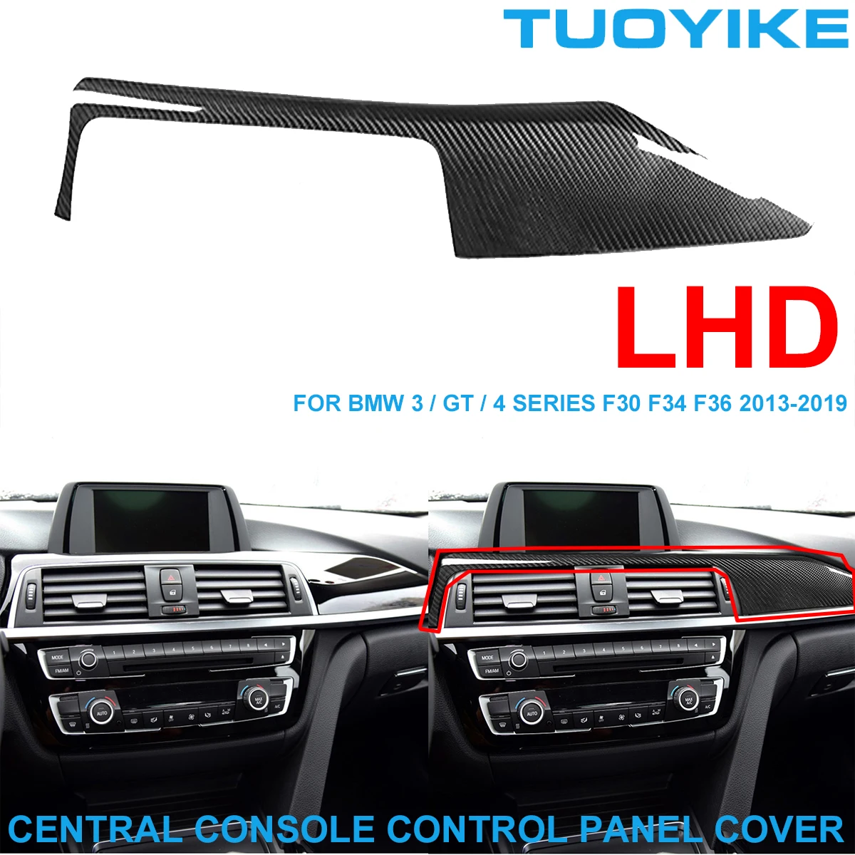 

LHD Car Styling Real Carbon Fiber Central Console Control Panel Cover Trim Sticker For BMW 3/GT/4-Series F30 31 F32 F33 F34 F35