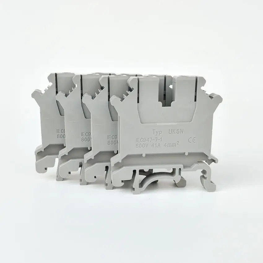 5PCS Din Rail Terminal Block UK-5N Wire Connector Connductor Universal Class Connector Screw Terminal Block Strips UK5N