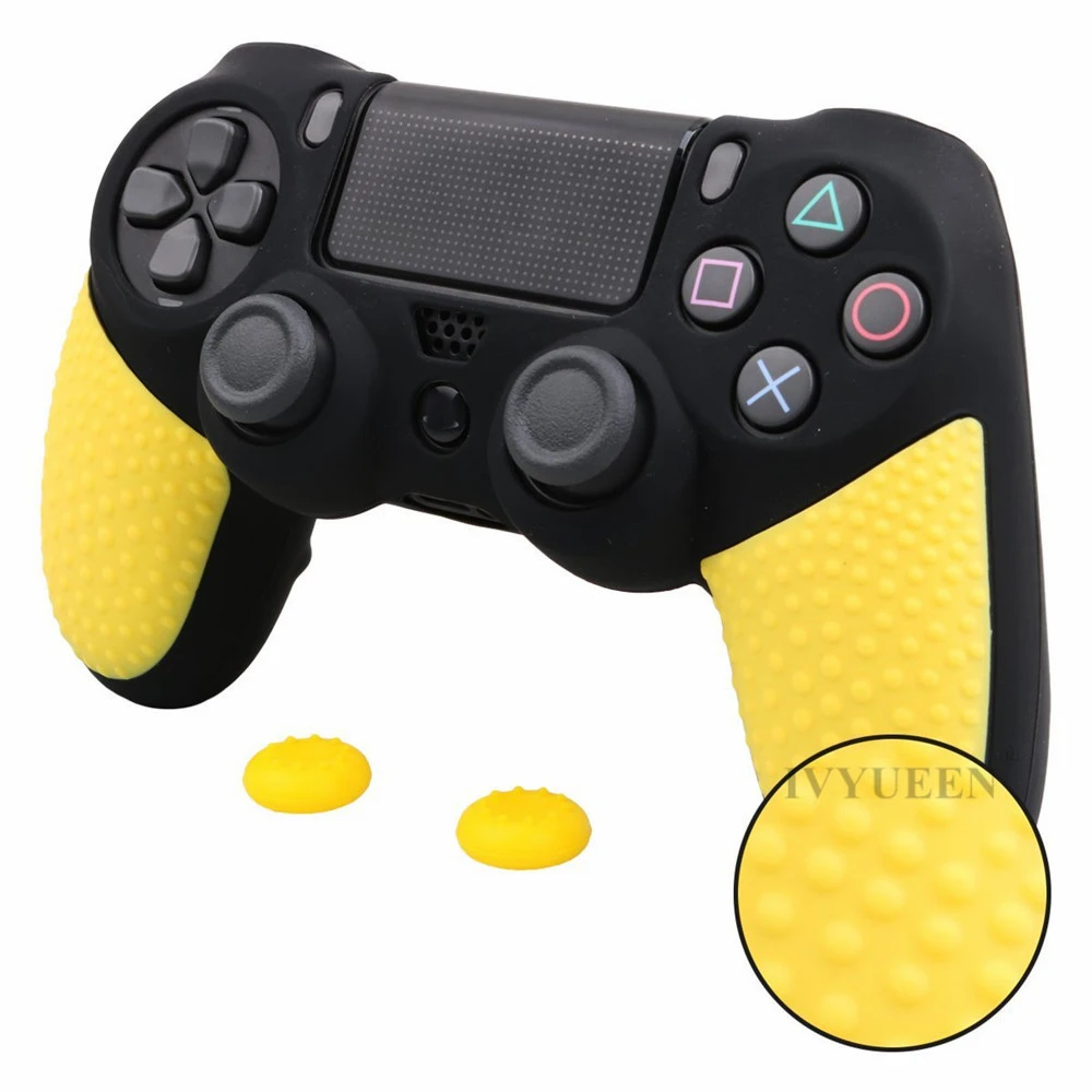IVYUEEN Anti-SlipซิลิโคนผิวสำหรับDualshock 4 PS4 DS4 PRO Slim Controller ProtectorฝาครอบThumb Stick grips Caps