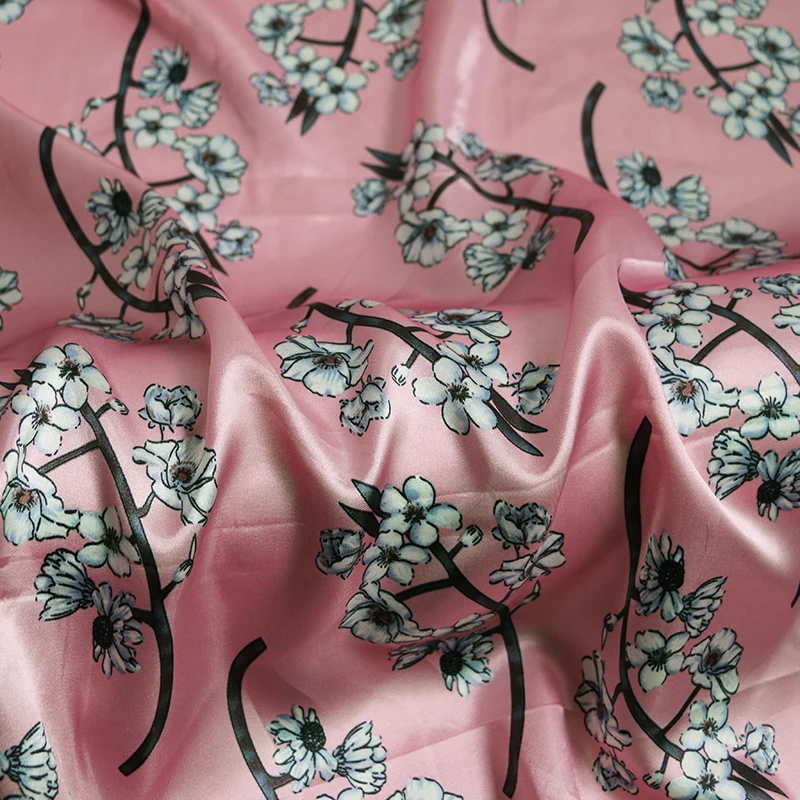 By Meter Blumen-Satin-Stoff, glänzend, weich, Schal, Hemd, Nachtwäsche, Material Charmeuse – Detail 33