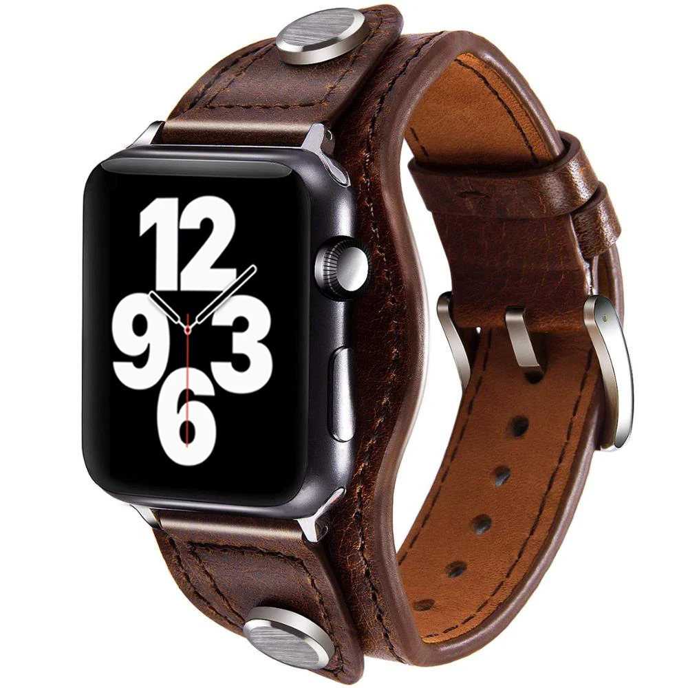 Cuff Bracelet For Apple watch band 44mm 40mm 42mm 38mm 49mm correa Leather strap iWatch series 6 se 5 4 3 7 Ultra 8 45mm 41mm