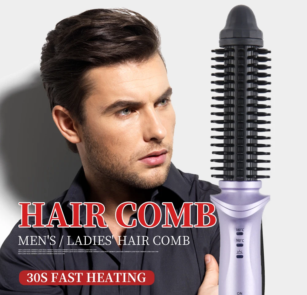 فرشاة تسريح الشعر المصغرة الطراز خطوة واحدة مكواة فرد الشعر بكرة الشعر مشط 2 في 1 السفر المحمولة أدوات ذكي شعر مجعد