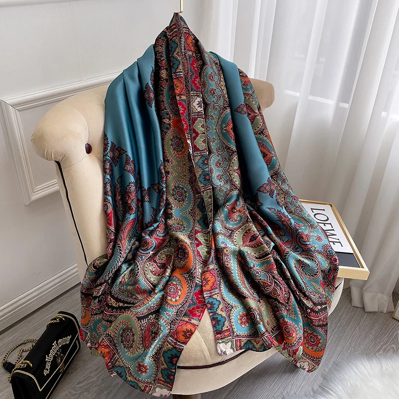 180*90Cm Thin New Lengthened Silk Scarves In Spring and Summer Ladies Long Korean Scarves Sunscreen Beach Towels Shawls