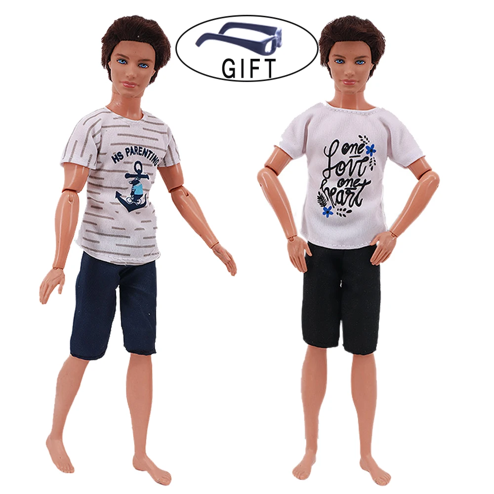 Barbies Ken Clothes Mini Suit 2 Pcs/Set T-Shirt+Shorts,For 11.8Inch American Man's Clothes Doll Gift For Baby,Our Generation Toy