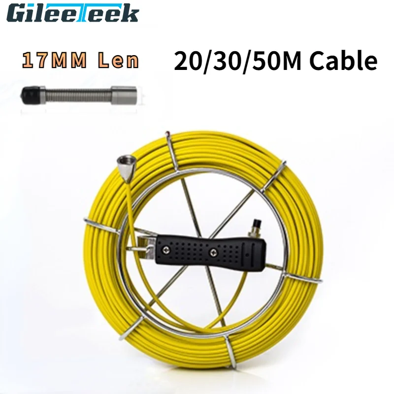 Cabo especial de alta qualidade 20/30/50m substituição cabo subaquático drenagem tubulação inspeção parede 17mm suporte a cores tft lcd tela