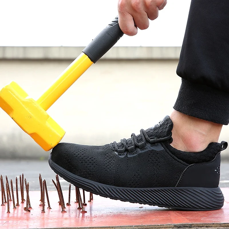 Imagem -03 - Jiefu-sapatos Leves de Segurança para Homens e Mulheres Toe de Aço Treinadores de Trabalho Antiderrapantes Tênis de Construção Respirável