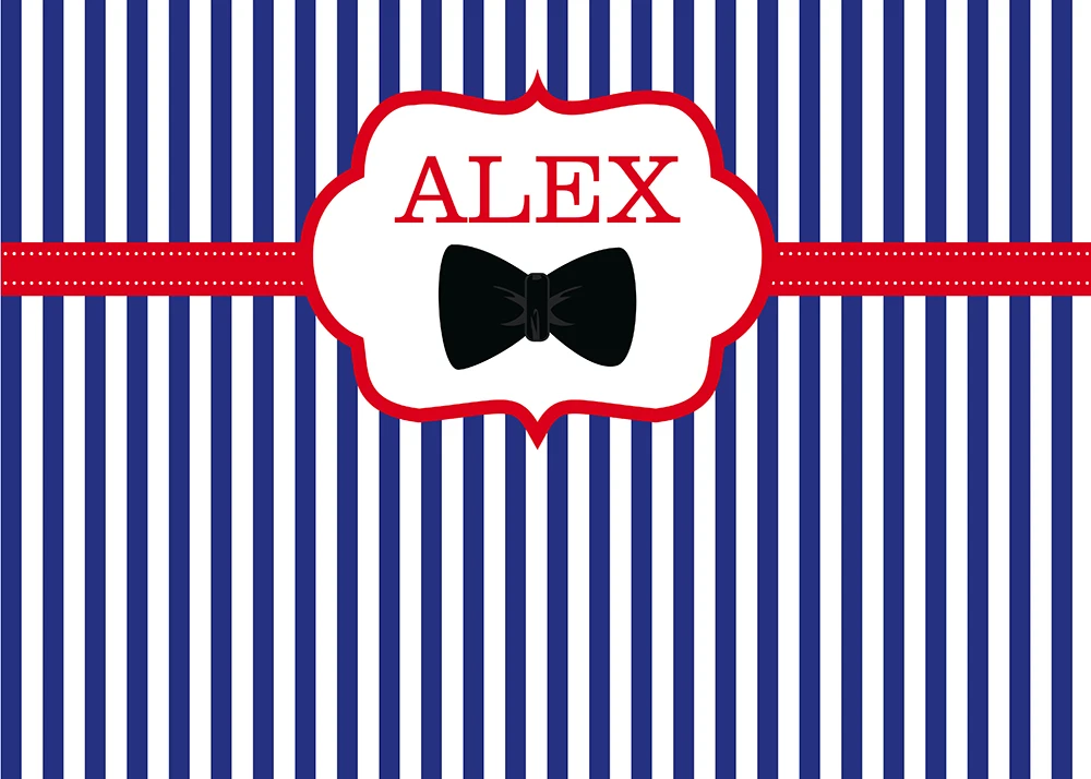 Blue and white stripes baby shower backdrop custom little man bow tie mustache 1st birthday party decoration background  B-404