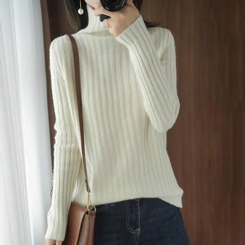 

Autumn Winter Tops Women Warm Long Sleeve Turtleneck Sweater Fashion Bottoming Knitted Pullover Women Sweaters Pull Femme C7679