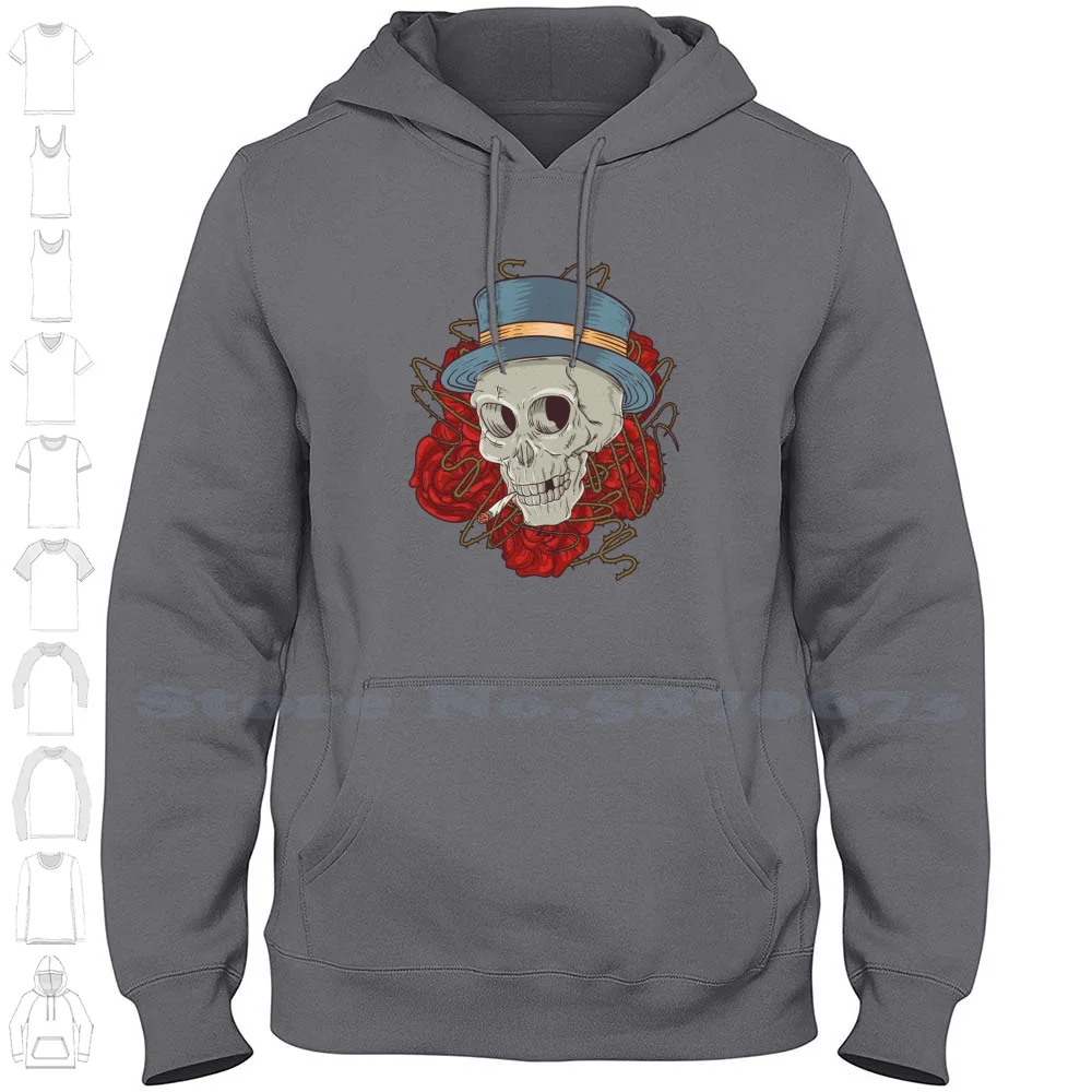 Skull Streetwear Sport Hoodie Sweatshirt Roses Skull Skulls Cartoon Comic Old School