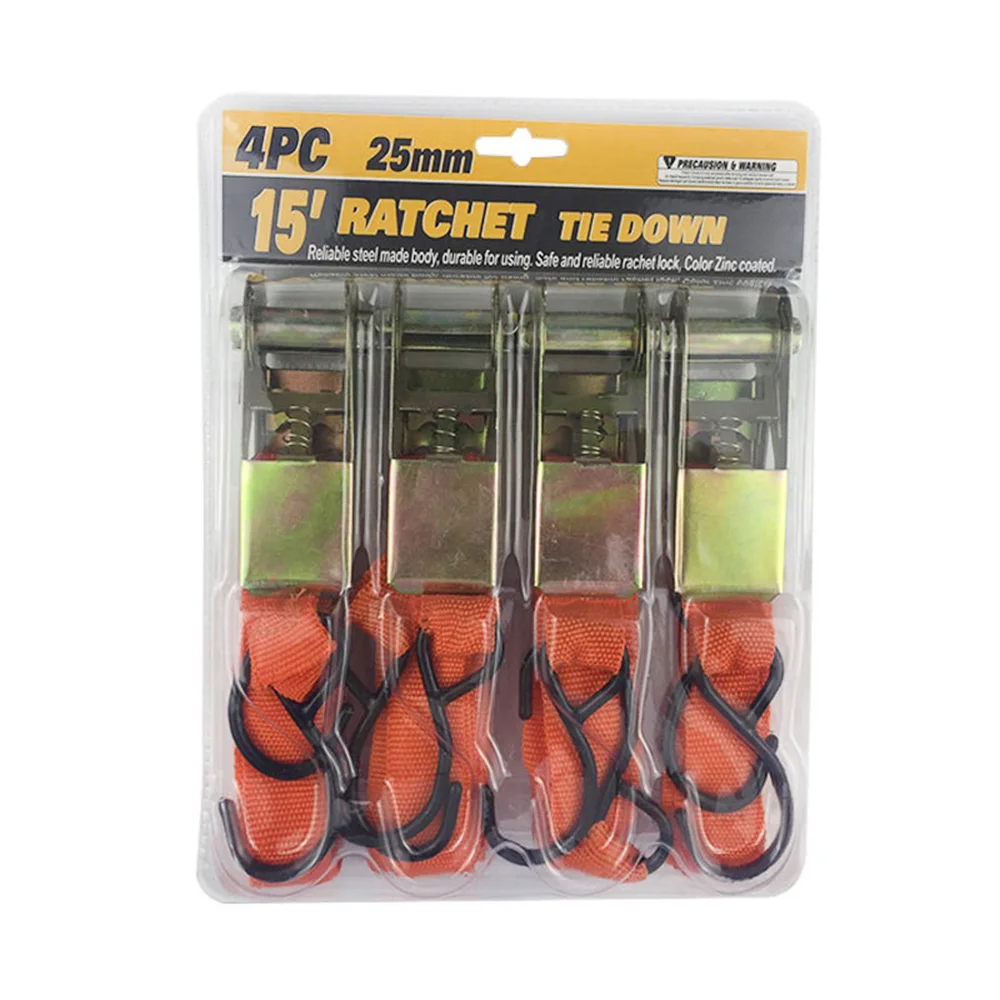 4 pcs Ratchet tie down strap Cargo Strap Luggage Lashing Ratchet Strap Belt Car Tension Rope 4.5m