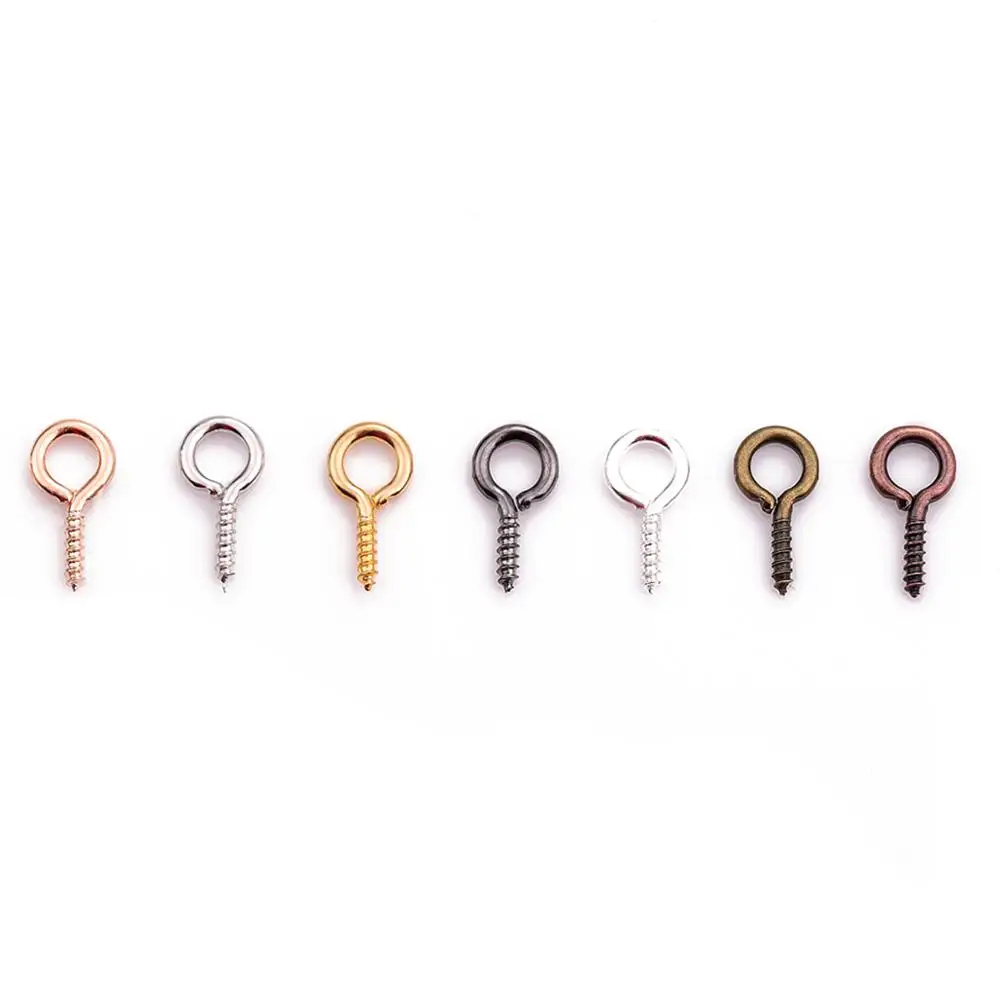 200Pcs Mix Color 4 5 6.5mm Tiny Mini Eye Pins Hooks Eyelets Screw Threaded Gold Clasps Hooks Jewelry Findings For Making DIY