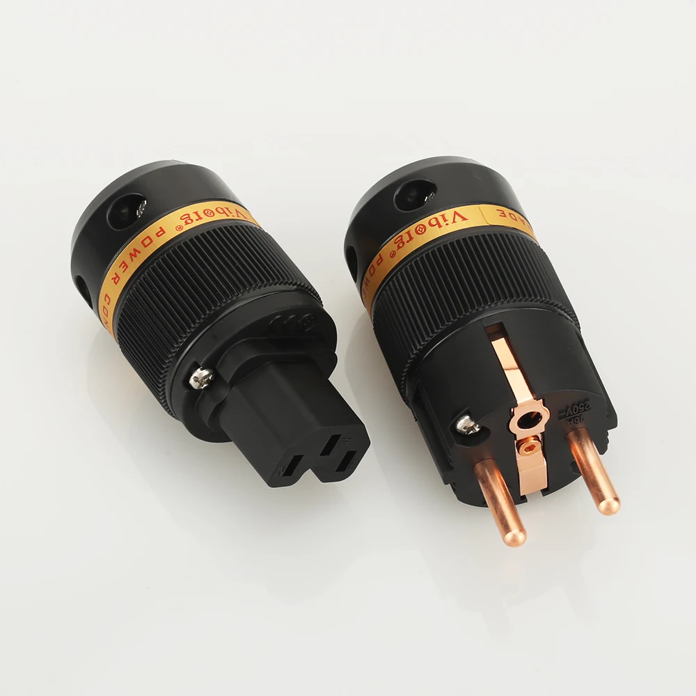 Viborg VE501+VF501 Pure Copper Schuko Power Plug Connector +IEC Female Connector Plug HIFI