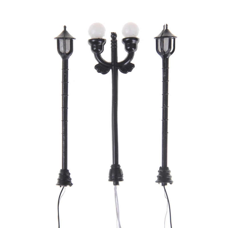 5/10Pcs Model Garden Lamps Black Model Layout Single Head Garden Lights Lamppost Landscape Light Model Lights