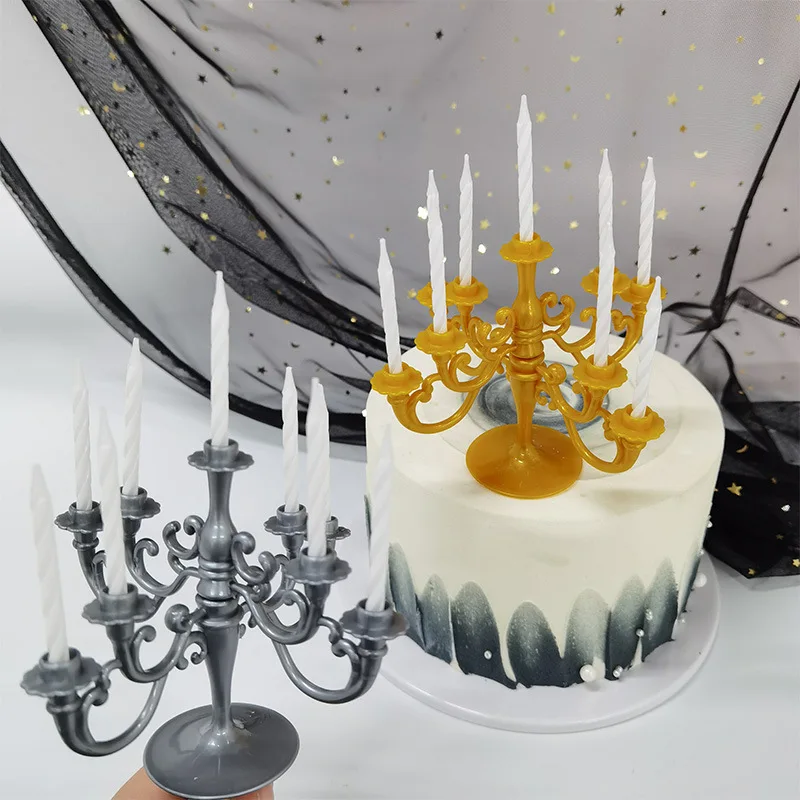 New Candles And Candlestick Bracket 1 Set Cake Topper Birthday Party Cake Candle Holders Toppers Decoration Candlestick Top