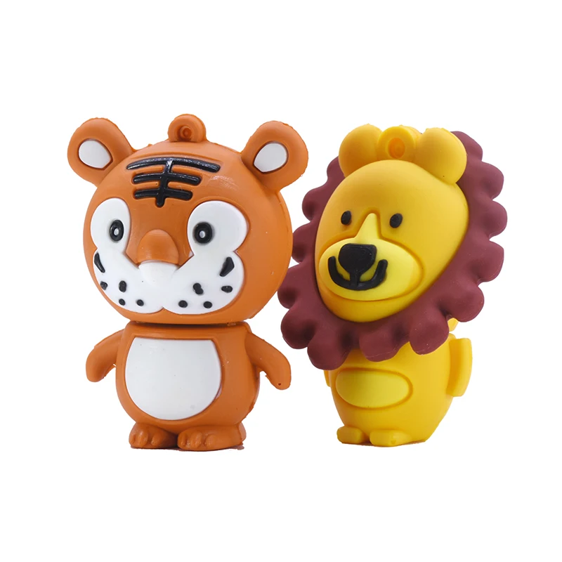 Unidad flash usb de tigre de dibujos animados, pendrive de 4GB, 8GB, 16GB, 32GB, 64GB, 128GB, 256GB, capacidad real