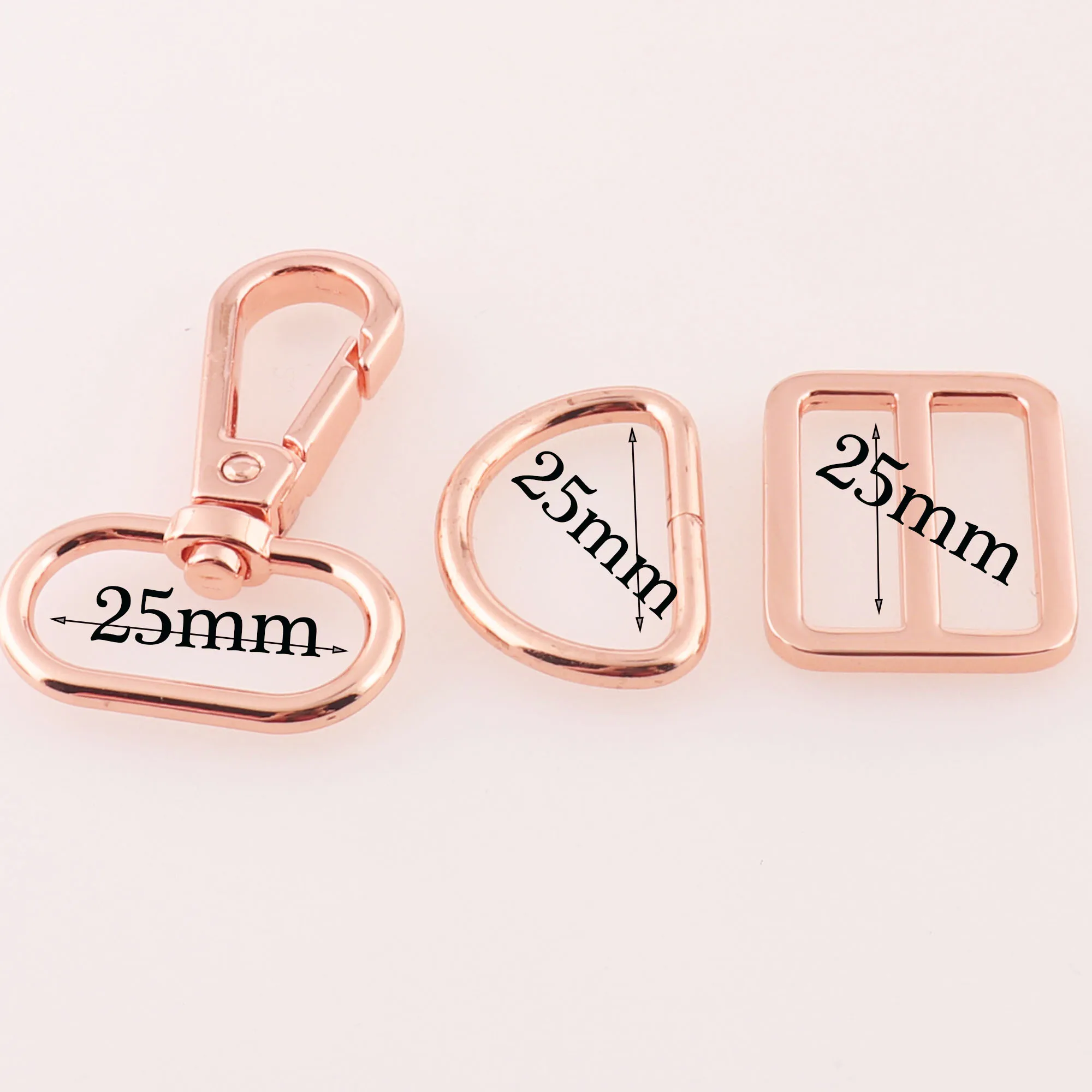 25mm Rose Gold Lobster Swivel Clasp D Rings Adjusting Buckle,Slide  Purse Hook Gate Bag Purse Clasps Handbag Hardware-1